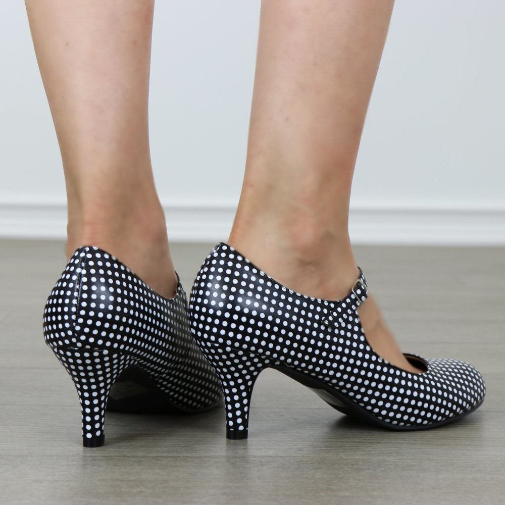 Rockabilly Black White Polka Dots Vintage pumps - Picture 4 of 7